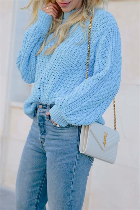 oversized baby blue sweater outfit.